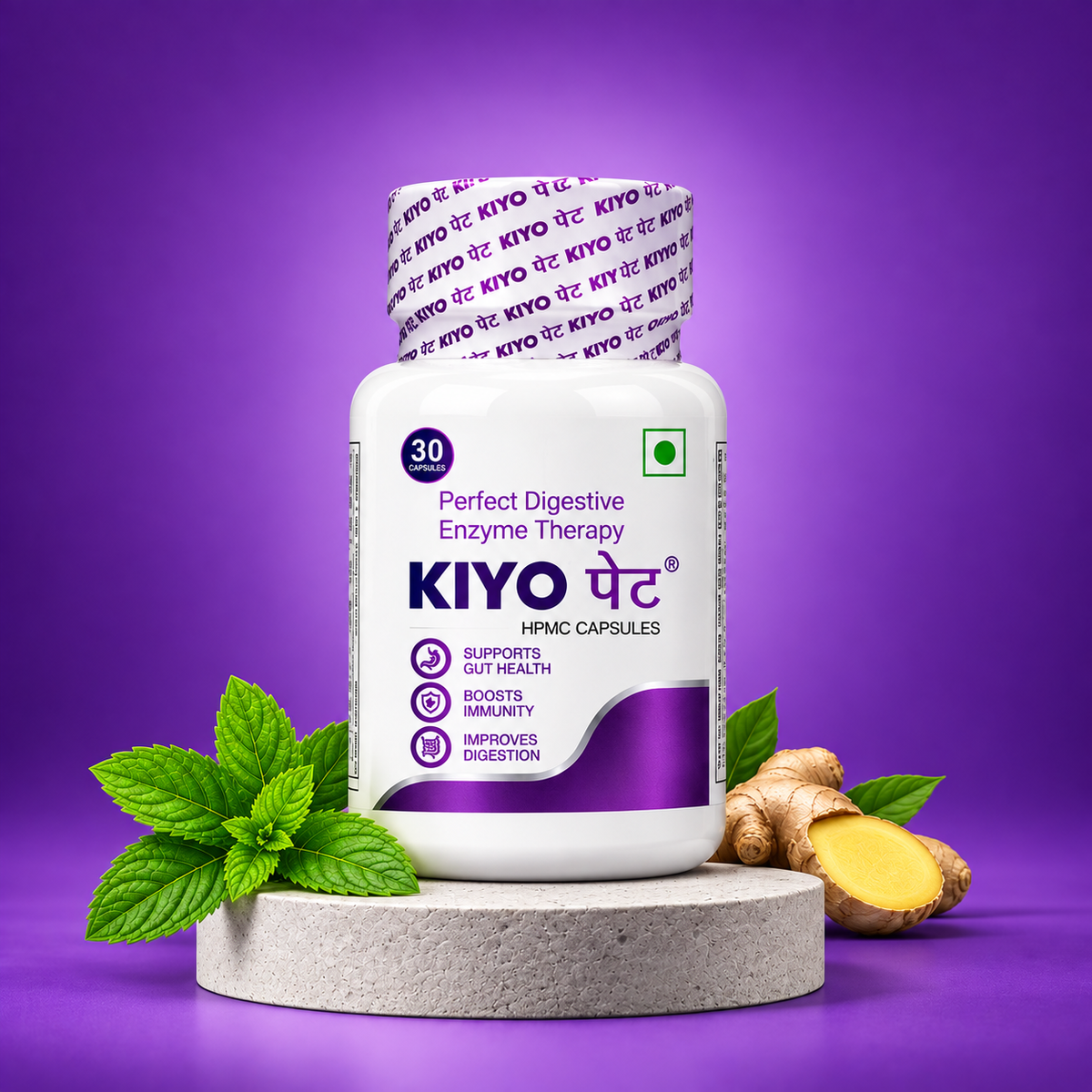VITAHURBS KIYO पेट® HPMC Capsules – Digestive Enzyme & Gut Health Supplement | 30 Capsules